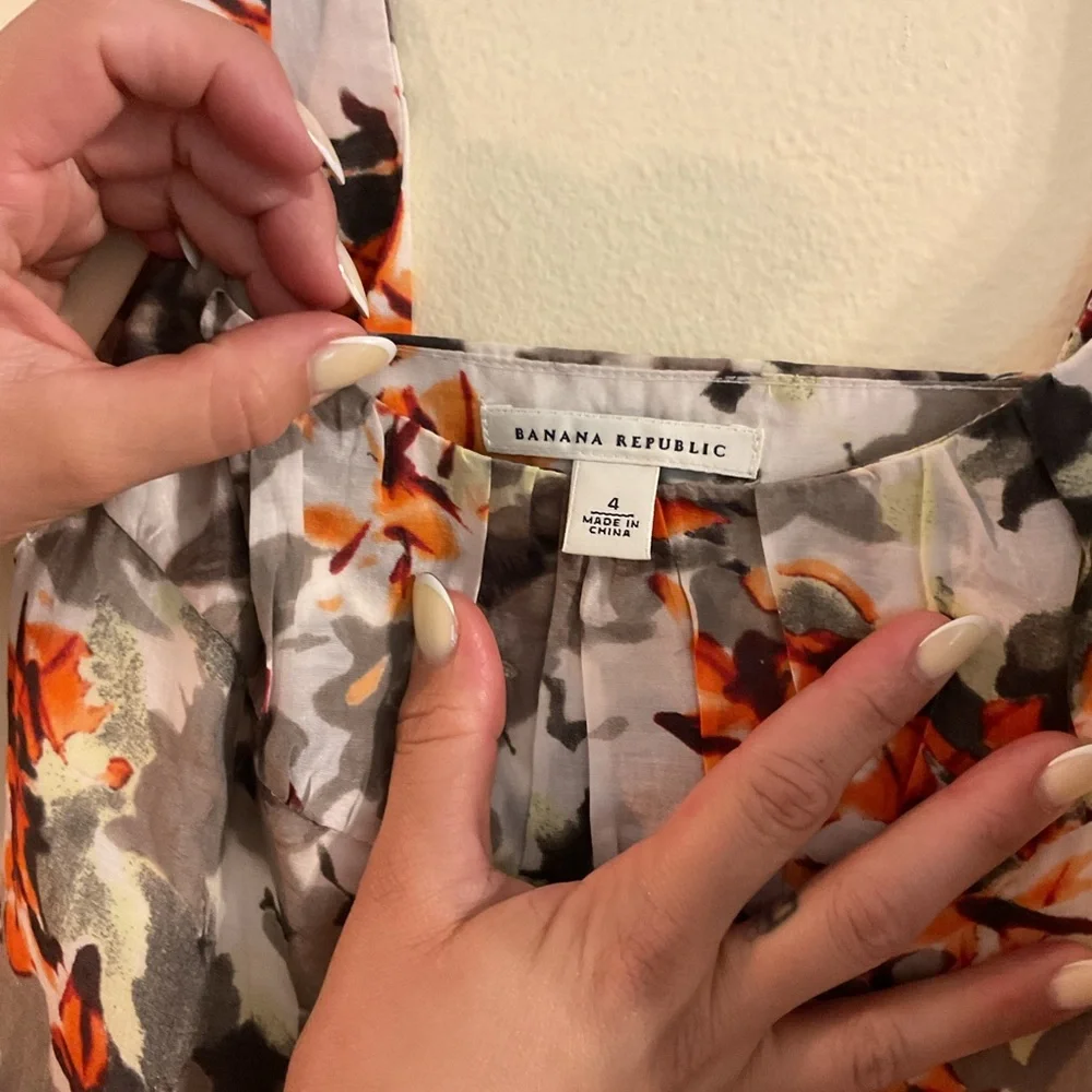 Banana Republic Floral Midi Dress - Orange and Gray - Picture 3 of 3